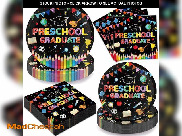Lot 74-14263324 - 150PCS Preschool Graduation Plates and Napkins 2026 Preschool Graduation Decorations Paper Plates Ki...