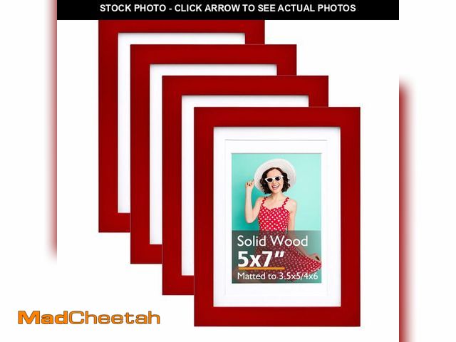 Lot 74-13992621 - KINLINK 5x7 Picture Frame Red, Solid Wood Frames with Acrylic Plexiglass for 3.5x5/4x6 with Mat or 5...