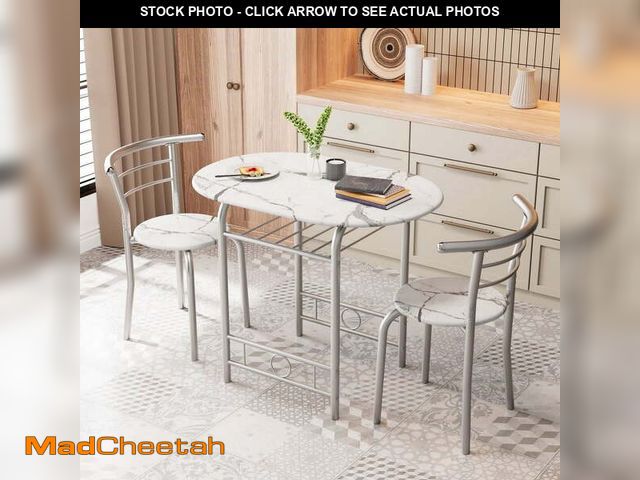Lot 74-14070025 - Homall 3 Piece Wood and Metal Dining set, Small dining table for 2 ,for Living Room, Dining Room, Ki...