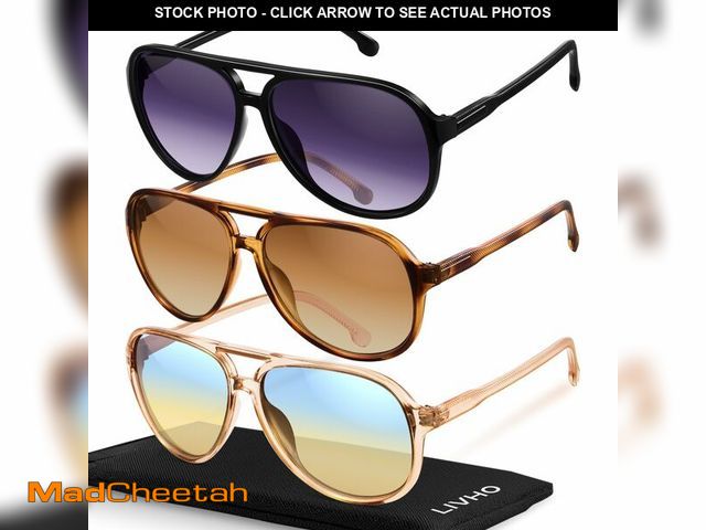 Lot 74-14210870 - livho Trendy Polarized Aviator Sunglasses Women Men, Retro Sun Glasses for Women Men 2025, Oversized...