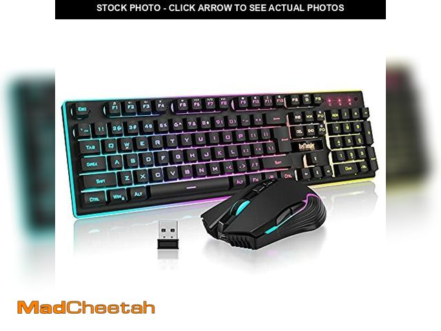 Lot 74-12674215 - RedThunder K10 Wireless Gaming Keyboard and Mouse Combo, LED Backlit Rechargeable 3800mAh Battery, M...