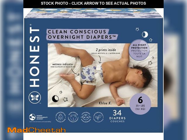 Lot 74-12717803 - The Honest Company Clean Conscious Overnight Diapers for Sensitive Skin, Hypoallergenic Fragrance-Fr...