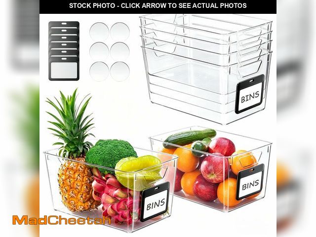 Lot 74-14268433 - iCASA Clear Organizer Bins - 6 Pack Plastic Pantry Organizers &amp; Storage Containers with Handles ...