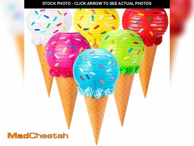 Lot 74-14064041 - Retisee 6 Sets Ice Cream Party Decorations, 21.26 Inch DIY Ice Cream Lantern Wrapping Paper Cones Fl...