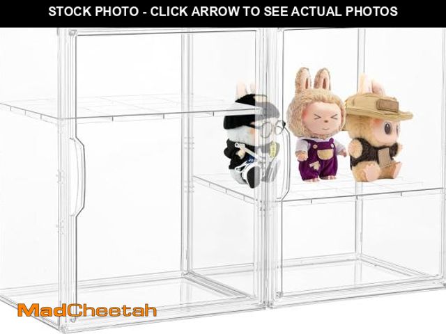 Lot 74-12323017 - Acrylic Display Case, 2 Tier Clear Plastic Stackable Storage Bins with Magnetic Lids, Figure Display...