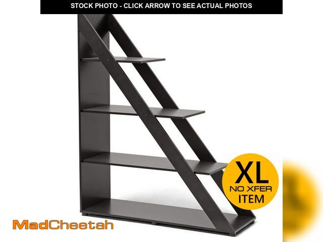 Lot 74-13797084 - Baxton Studio 59 in. Dark Brown Wood 4-shelf Ladder Bookcase with Open Back - UNUSED