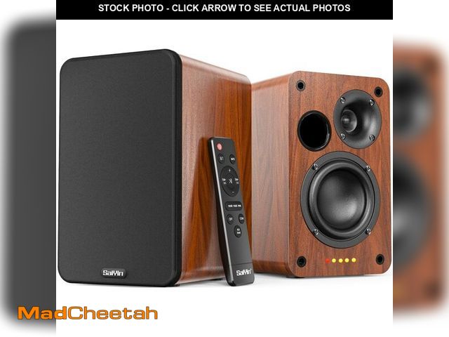 Lot 74-12716771 - Saiyin Bluetooth Bookshelf Speakers, 30W X 2 Powered TV Speakers with 3.5 Inch Woofer, Turntable Spe...