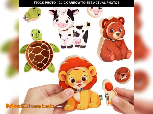 Lot 74-12308004 - HUZU Animal Snap Wooden Building Blocks Ã¢â¬â Fun &amp; Educational Puzzle Toy for Kids Aged 3-8,...