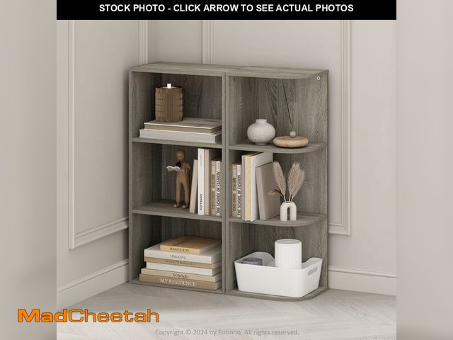 Lot 74-12760142 - Furinno Reed Corner Shelf, 3-Tier Corner Bookshelf, Book Shelf, Corner Shelves, Storage Rack, for Or...