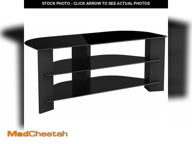Lot 74-14067822 - AVF Transitional Wood and Glass Vico TV Stand for TVs up to 55" in Black - UNUSED