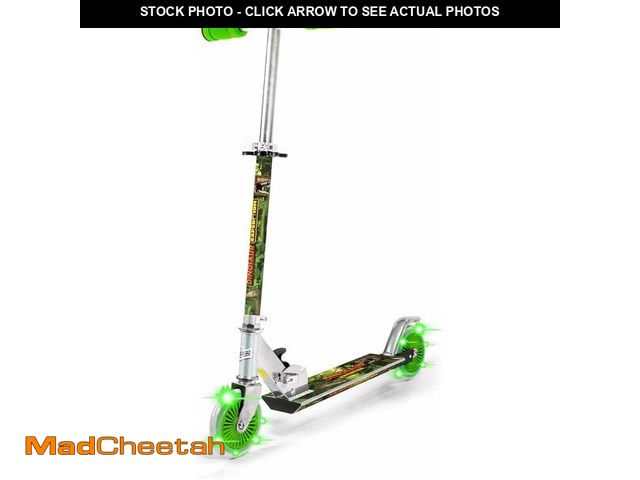Lot 74-12760401 - Ozbozz Dinosaur Scooter with 2 Light Up Wheels. Adjustable Handlebar Height 28.5" - 32.5" - UNUSED