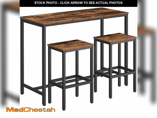 Lot 74-14599291 - HOOBRO Bar Table and Chairs Set, 47.2Ã¢â¬Â Rectangular Pub Table with 2 Stools for Small Space, 3-...