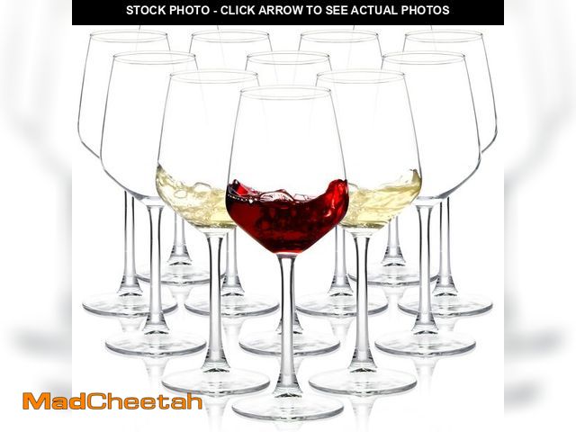Lot 74-12718893 - Wine Glasses Set of 12, 12oz Clear Red/White Wine Cup, Long Stem Wine Glasses for Party, Wedding and...