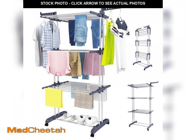 Lot 74-12493205 - Homemart Clothes Drying Rack, 4-Tier Foldable Laundry Drying Rack, Stainless Steel Garment Clothes D...