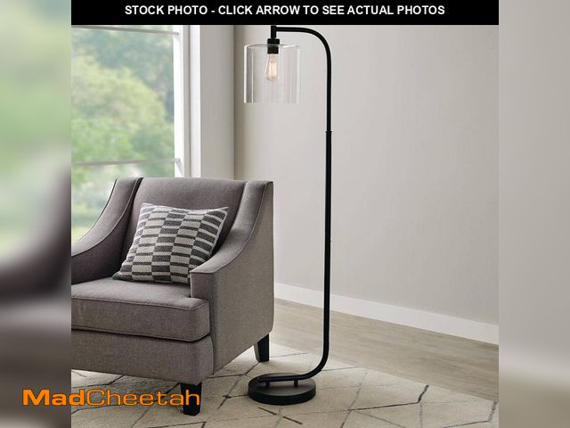 Lot 74-12690831 - *SCUFFED* Cline 62.5 in. 1-Light Black Floor Lamp with Clear Glass Lamp Shade *SCUFFED*  - USED