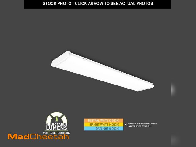 Lot 74-14447345 - Commercial Electric 4 ft. x 10 in. Hinged Wrap Light, 6500lm, Selectable CCT/Lumens, Integrated LED,...