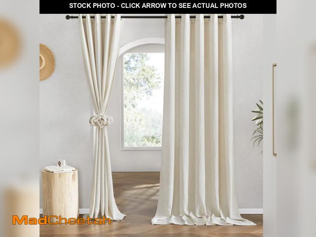 Lot 74-12218947 - NICETOWN Flax Natural Linen Curtains for Room Divider, Grommet Top Thick Flax Semi Sheer Vertical Dr...