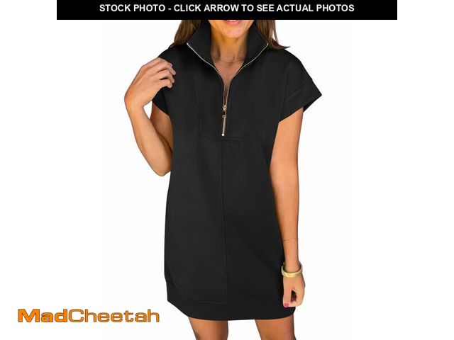 Lot 74-14144559 - ANRABESS Womens Summer Casual Half Zip Cap Sleeve Trendy Wrinkle-Free Tshirt Dress 2026 Spring Beach...