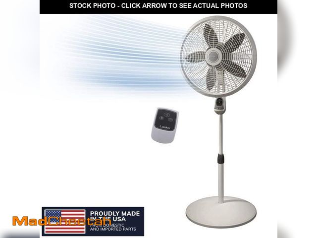 Lot 74-13692079 - Lasko 18 in. 3 Speed Pedestal Fan for Home in White with 90ÃâÃÂ° Oscillation, Adjustable Height,...