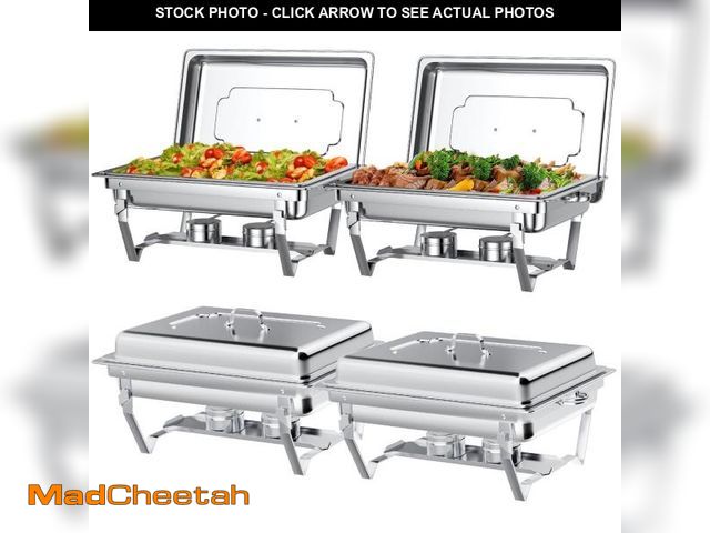 Lot 74-12158095 - Chafing Dish Buffet Set 4 Pack: TINANA 8QT Stainless Steel Chafing Dishes for Buffet, Chafers and Bu...