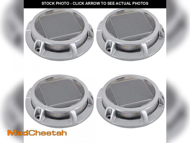 Lot 74-11825905 - Hampton Bay Solar 15 Lumens Silver Integrated LED In-Ground Disk Path Light with Textured Lens (4-Pa...