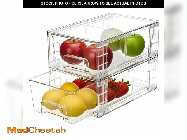 Lot 74-14293493 - 2 Pack Stackable Storage Drawers,Plastic Organizers Bins, Drawers Storage with Handles and Movable D...