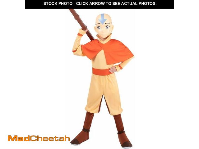 Lot 74-14250600 - Avatar Aang Official Youth Deluxe Halloween Costume - Premium Quality Jumpsuit with Attached Cloak p...