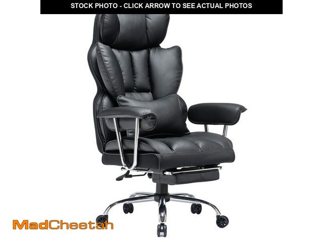 Lot 74-12823804 - Efomao Big and Tall Office Chair with Foot Rest 400LBS, PU Leather Computer Chair, Heavy Duty Execut...