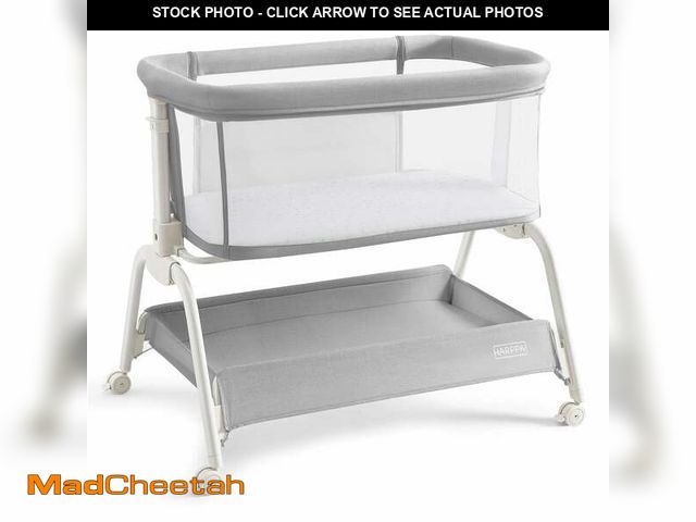 Lot 74-12670211 - HARPPA Baby Bassinet Bedside Sleeper, 6 Height Adjustable Baby Bassinet for Infants, Grey - UNUSED