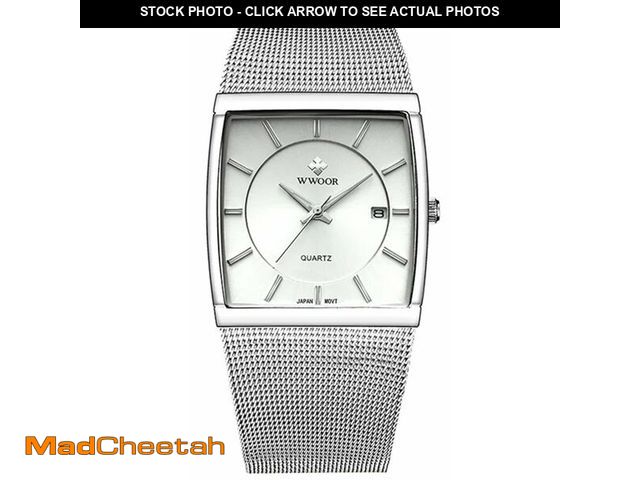 Lot 74-12454051 - Gosasa Men Watch Classic Analog Quartz Date Stainless Steel Milanese Mesh Band Ultra-Thin Rectangle ...