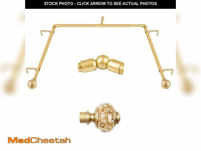 Lot 74-13469985 - Bay Window Curtain Rods, USFOOK Gold Curtain Rods for Bay windows 32 to 86 Inch (Center Rod), 32 to ...