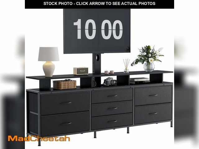 Lot 74-13817312 - GUNAITO TV Stand with Adjustable Mount for TV up to 75", Big TV Stand for Living Room with 7 Fabric ...