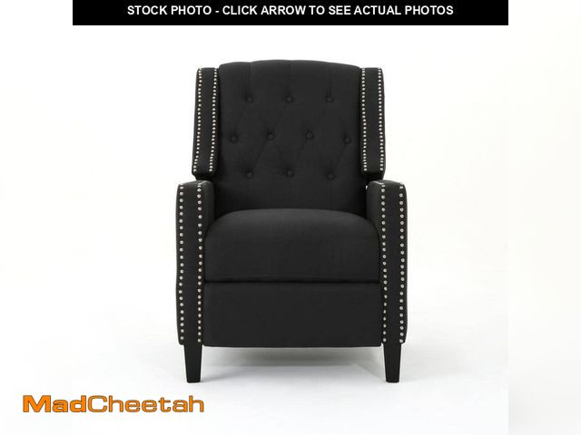 Lot 74-12659616 - Noble House Izidro Tufted Dark Charcoal Fabric Recliner with Stud Accents - UNUSED