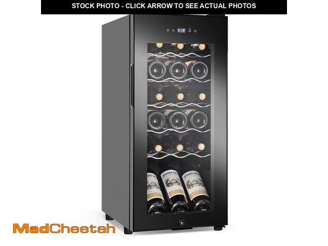 Lot 74-14242856 - 13.58 in. Single Zone 18-Bottle Wine Cooler With LCD Touch Control, Wine Cellar Cooling Unit in Blac...