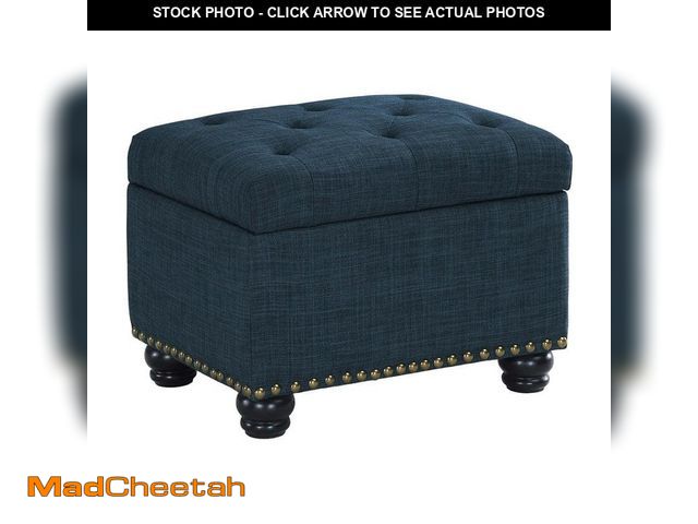 Lot 74-13821745 - Convenience Concepts Designs4Comfort 5th Avenue Dark Blue Fabric Storage Ottoman - UNUSED