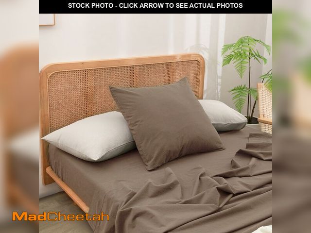 Lot 74-14145236 - BESTOUCH 100% Washed Cotton Pillowcase for Hair and Skin Linen Feel Soft Comfortable Breathable 2 Se...