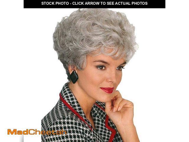 Lot 74-12712362 - GNIMEGIL Short Gray Wig For Seniors Women Silver Gray Curly Hair Old Lady Costume Grandma Wigs For E...