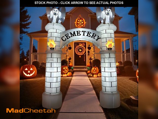 Lot 74-12712502 - GUDELAK 10FT Halloween Inflatables Outdoor Decorations, Giant Cemetery Archway Blow up Yard Decorati...