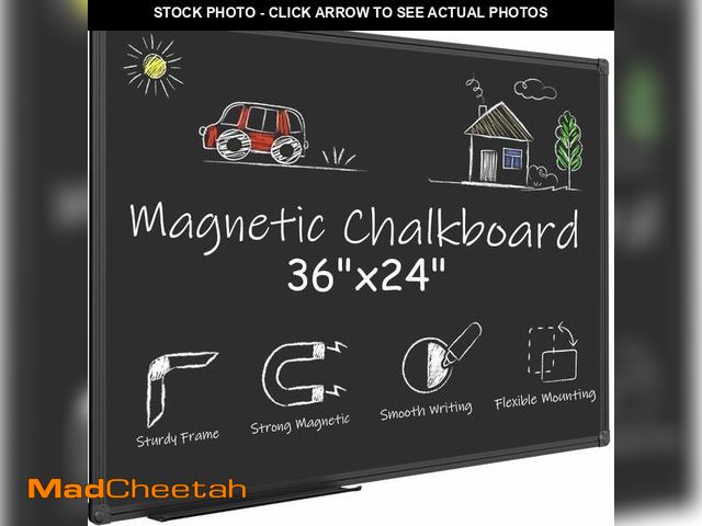 Lot 74-12835924 - JILoffice Black Framed Chalkboard 24" x 36" Magnetic Black Board 3'x2' Large Chalk Board for Kids - ...