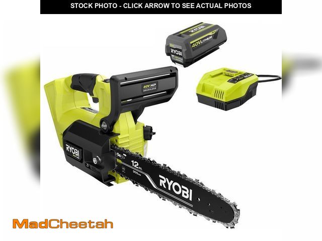 Lot 74-14280641 - RYOBI 40V HP Brushless 12 in. Top Handle Battery Chainsaw with 4.0 Battery and Charger - USED