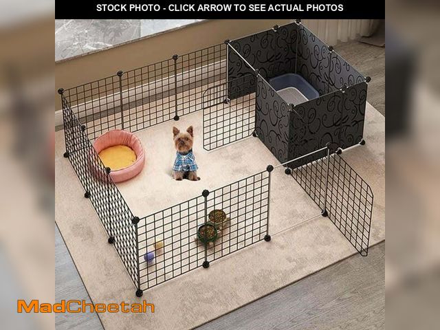 Lot 74-12849254 - Aqwiopr Portable Indoor 1-Level Metal Wire Playpen for Dogs, Cats, Rabbits &amp; Small Animals with ...