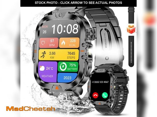 Lot 74-12324514 - BRUBOSES Smart Watch for Men Military Answer/Make Call 2.01Ã¢â¬Â³ Display 170+ Sports Modes Fitness...