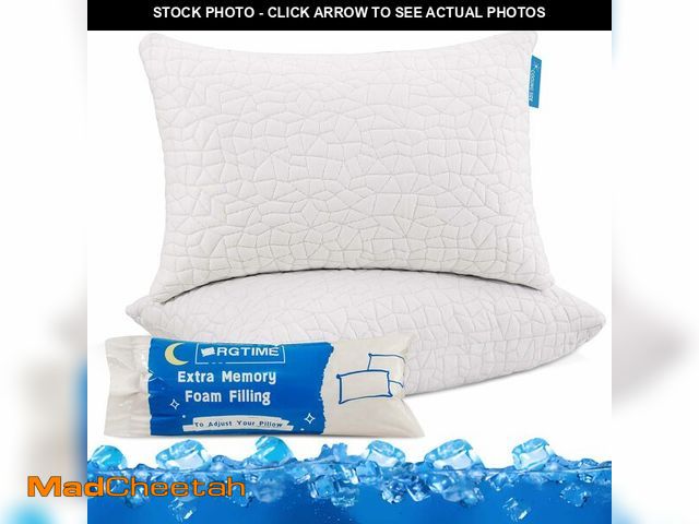 Lot 74-13564278 - RGTIME Cooling Pillows for Sleeping, Adjustable Shredded Memory Foam Bed Pillows King Size Set of 2,...