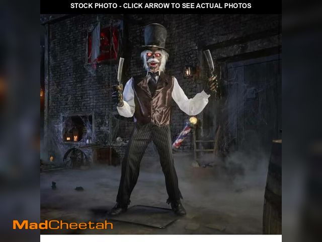 Lot 74-12900634 - Home Accents 7 Ft Animated LED Zombie Barber Halloween Animatronic Prop - UNUSED