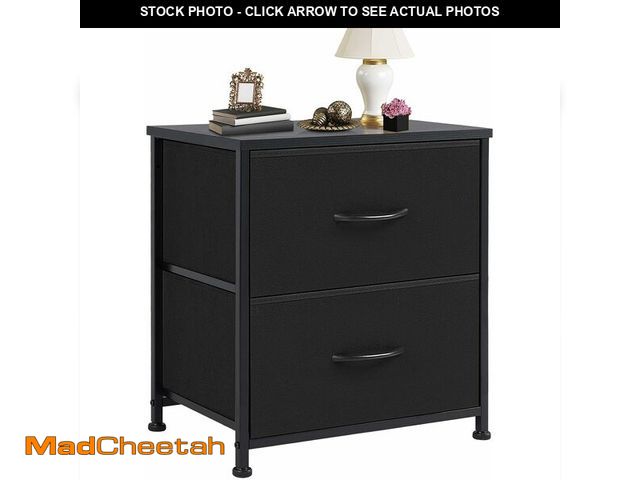 Lot 74-12632961 - DUMOS Nightstand Small Dresser with 2 Fabric Drawers Side Tables Bedroom End Table Bedside Storage F...