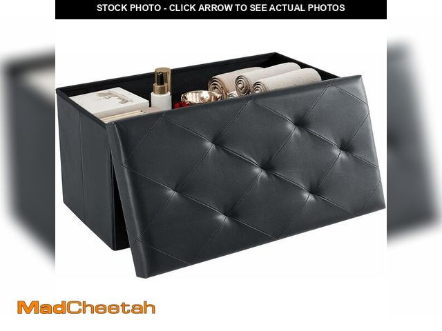 Lot 74-12664253 - DUMOS Folding Storage Ottoman Bench 30in, Synthetic Leather Foot Rest Stools Ottoman with Storage Ch...