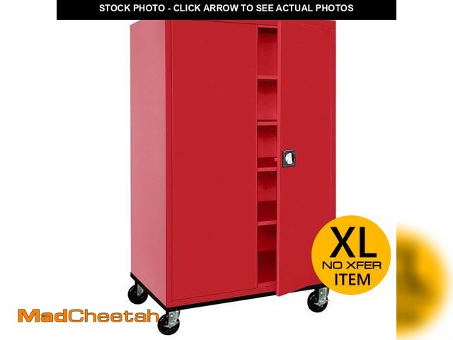 Lot 74-12685405 - (MISSING KEYS) Sandusky Transport Series 46 in. W x 78 in. H x 24 in. D 22-Gauge 5-Shelf Steel Frees...