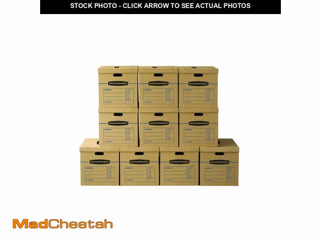Lot 74-13801032 - Bankers Box Large Classic Moving Box 10 Pack, Reinforced Handles, Tape-Free Assembly, Box with Lid, ...