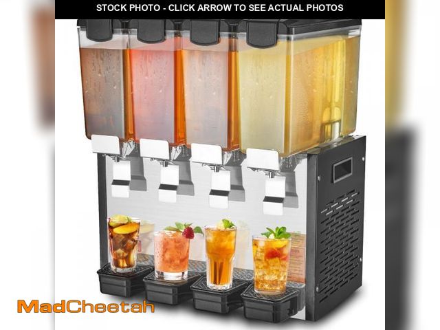 Lot 74-12240903 - VEVOR Commercial Beverage Dispenser, 4 Tanks 10 L / 10.6 QT Per Tank Juice Dispenser, 430W Stainless...