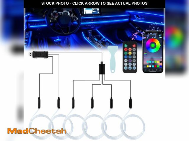 Lot 74-13993123 - LivTee Smart Car LED Interior Lights with USB Port, LED Strip Fiber Optic Lights, Wireless App and R...
